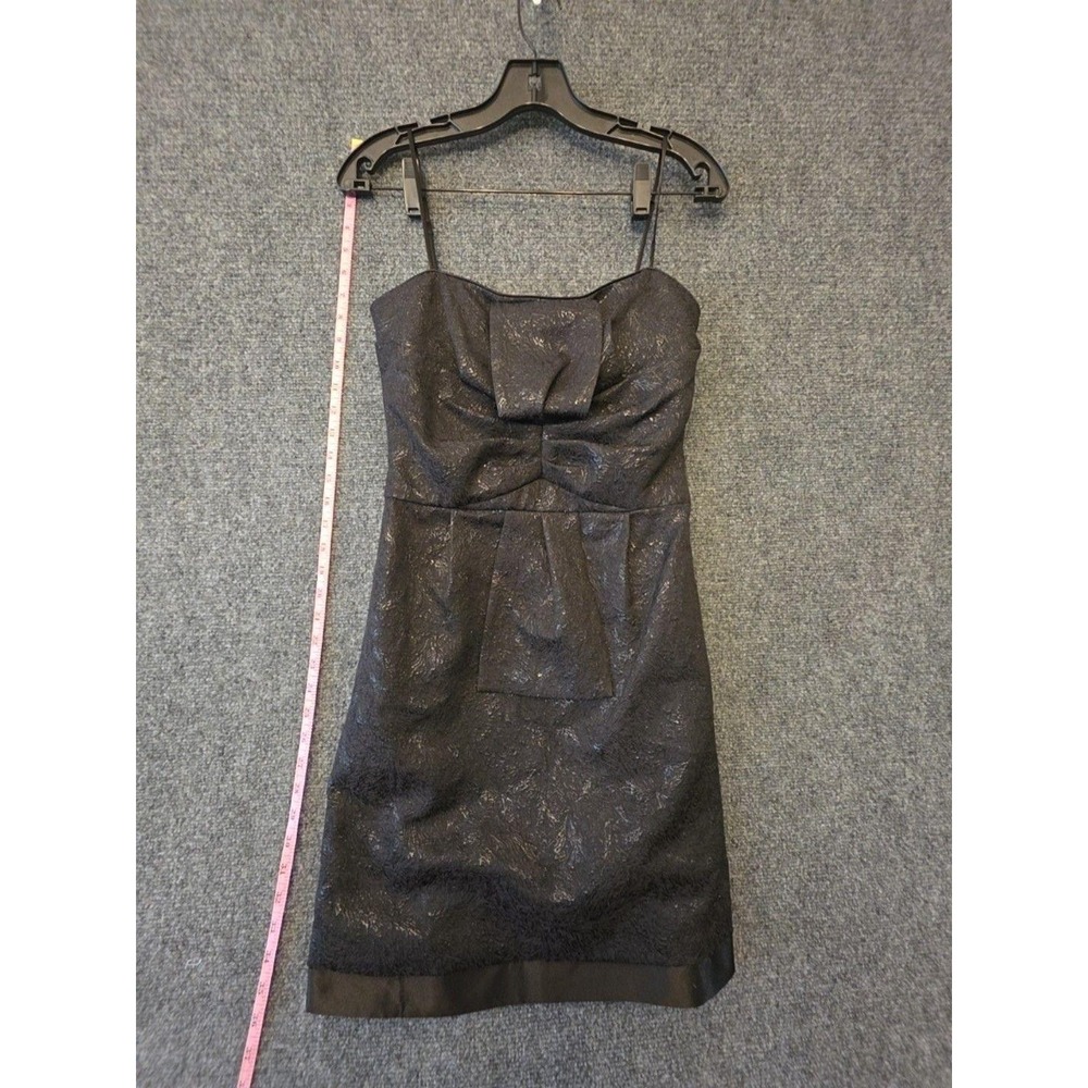 BCBG Paris Dress Womens 4 Black Jacquard Bow Sweetheart Bodycon Mini Party